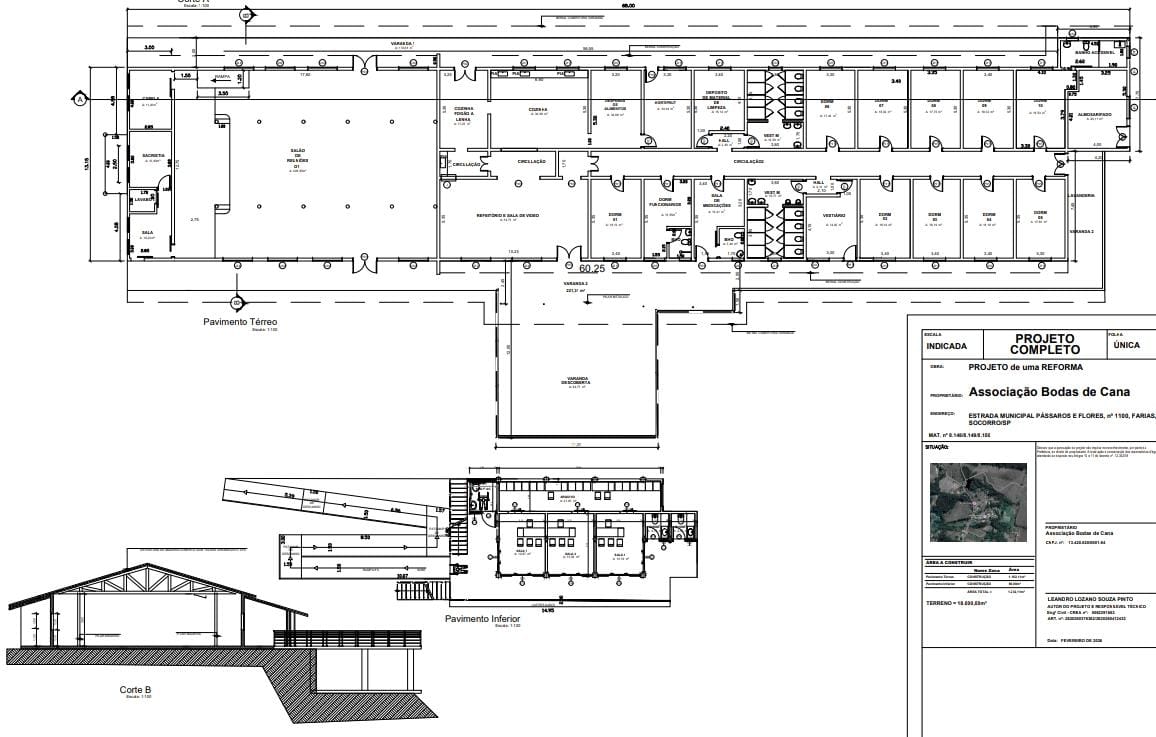 Planta baixa do projeto arquitetônico da nova sede da Comunidade Neftai